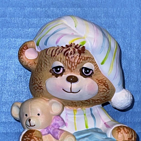 Vintage Morgan Enesco Teddy Beddy Bear Figure 5" Coin Bank Baby Nursery Decor - Picture 3 of 10